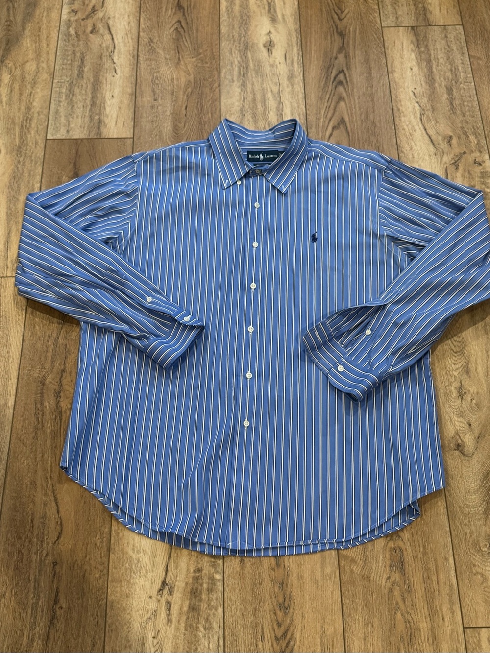 Ralph Lauren Blue and White Striped Dress Shirt